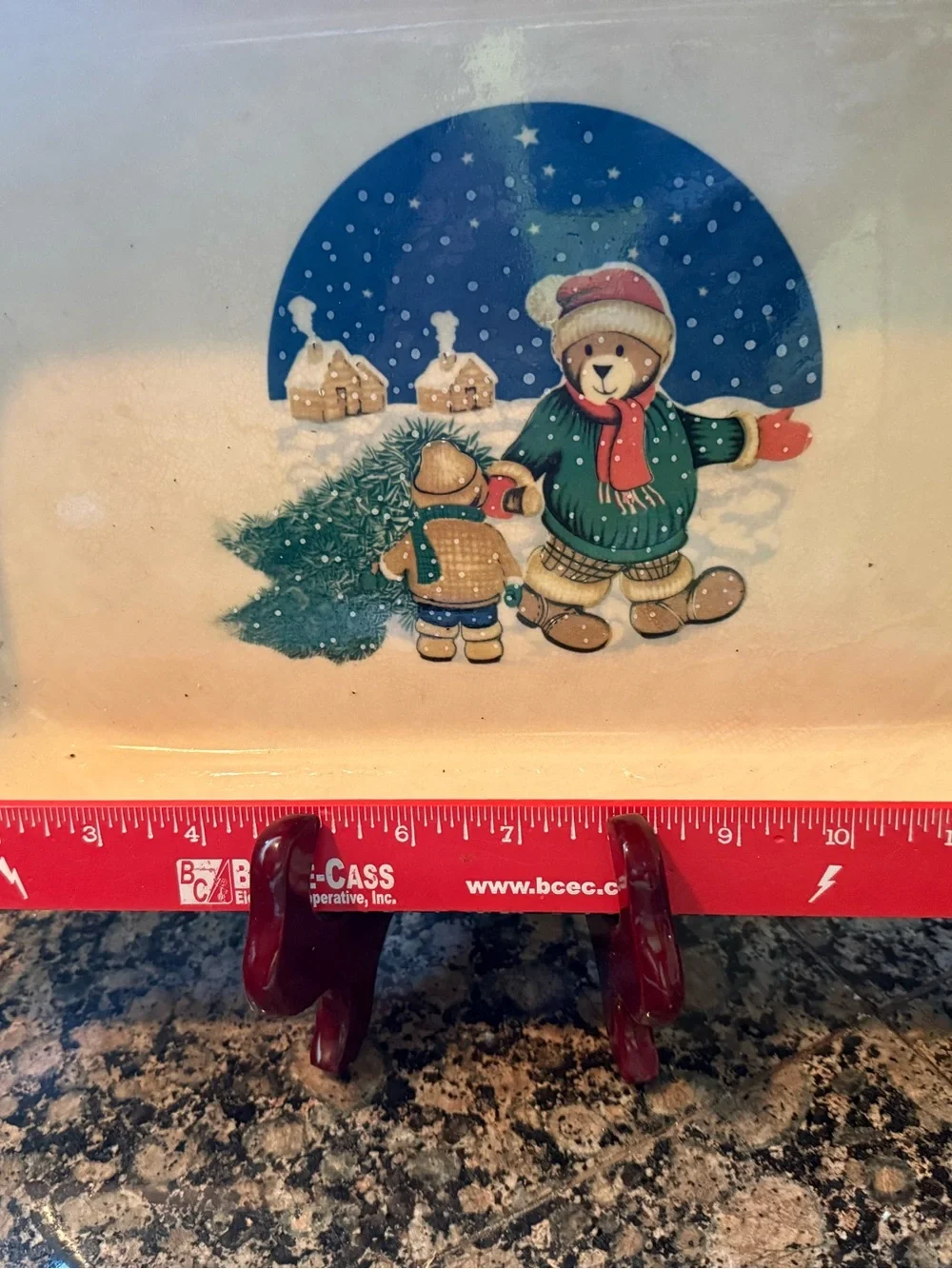 Christmas Tree Bear Holiday Stoneware Casserole Dish Dolgencorp, Inc.  14”.
